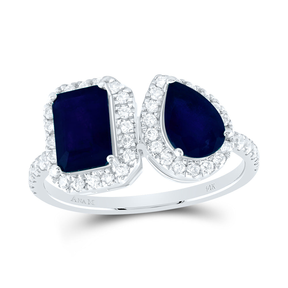 3/8Ctw-Nat Dia Ana M 7X5Mm Em-Bs, 7X5Mm Ps-Bs Nat Gem Ring (2.54 grams)