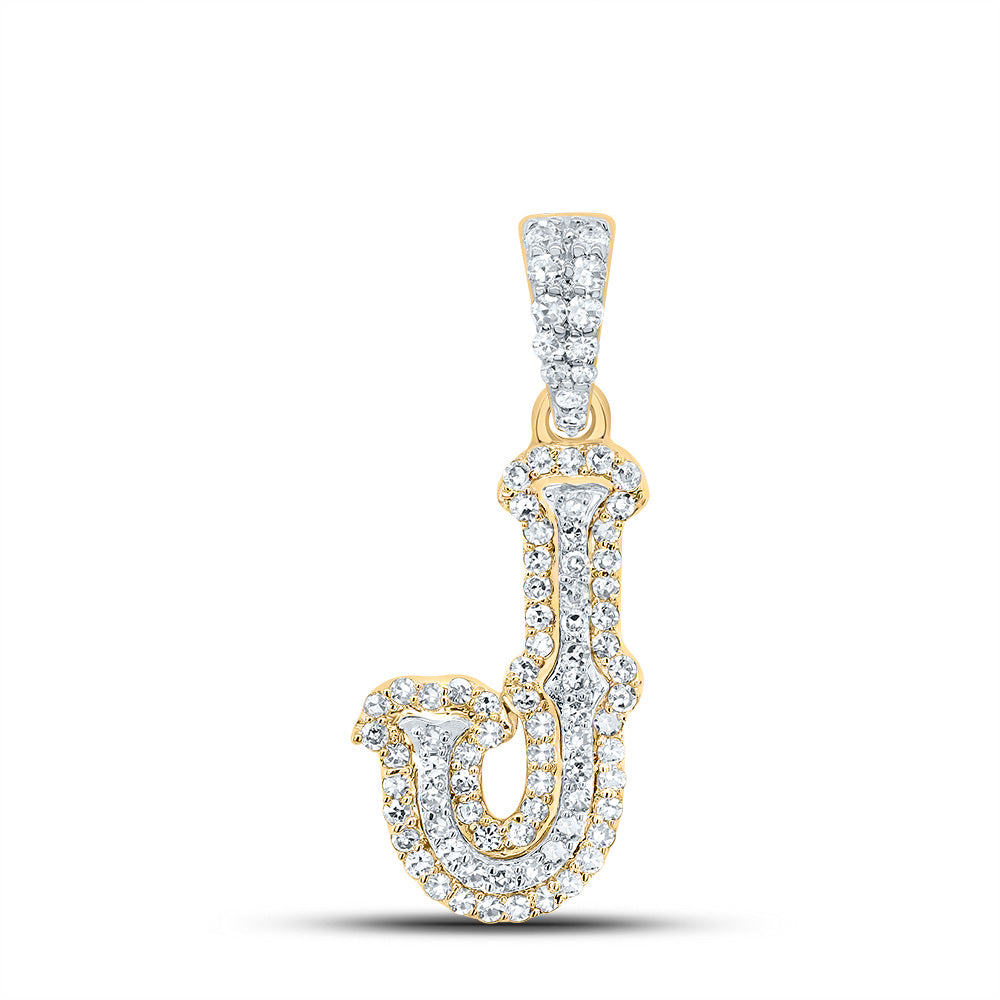 1/4Ctw-Nat Dia Nk Fashion Initial "J" Pendant (1.089 grams)