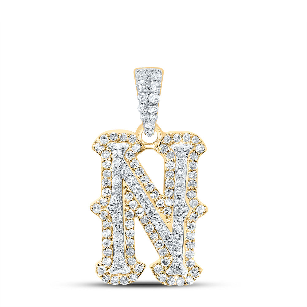 3/8Ctw-Nat Dia Nk Fashion Initial "N" Pendant (1.644 grams)