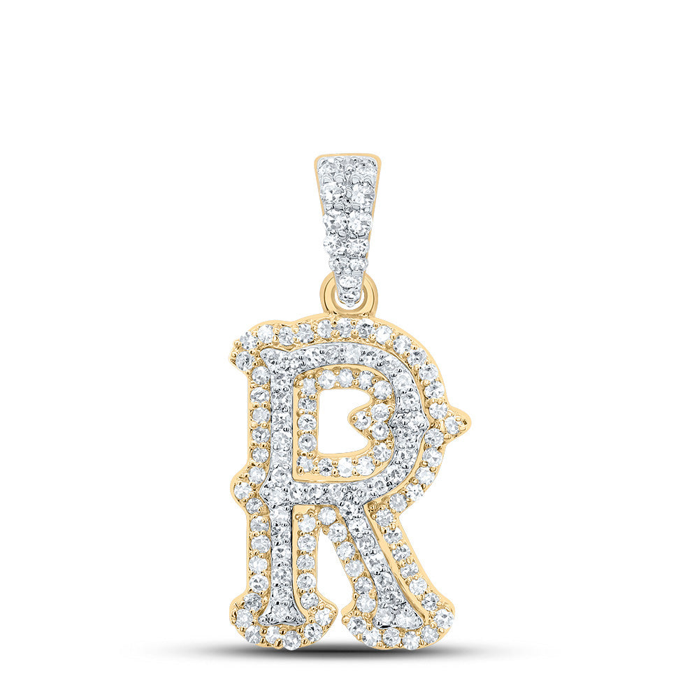 3/8Ctw-Nat Dia Nk Fashion Initial "R" Pendant (1.613 grams)