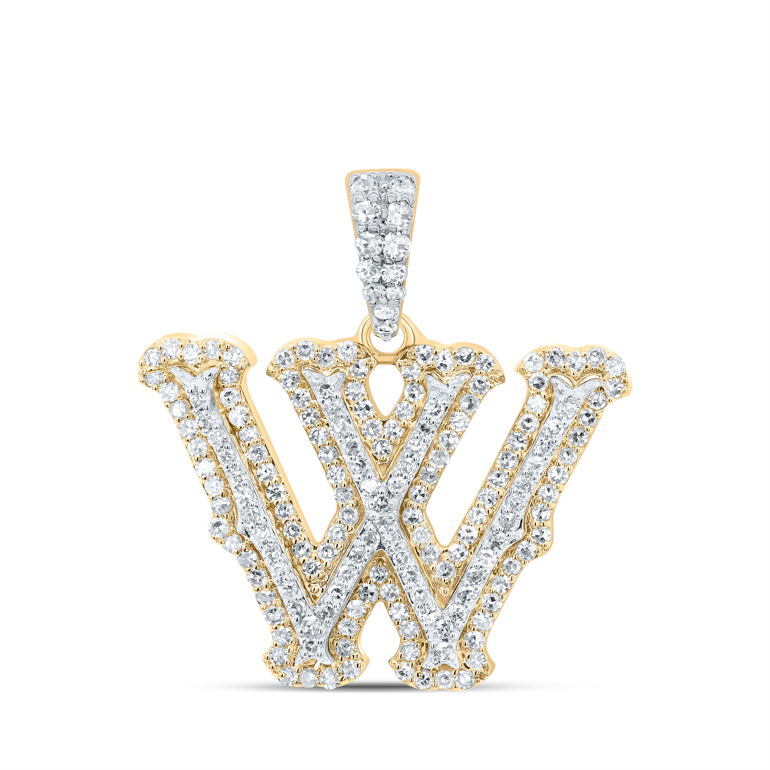 1/2Ctw-Nat Dia Nk Fashion Initial "W" Pendant (2.465 grams)