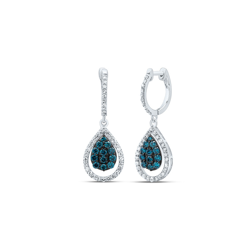3/4Ctw-Dia Nk Blue Dia Fashion Pear Dangling Earring