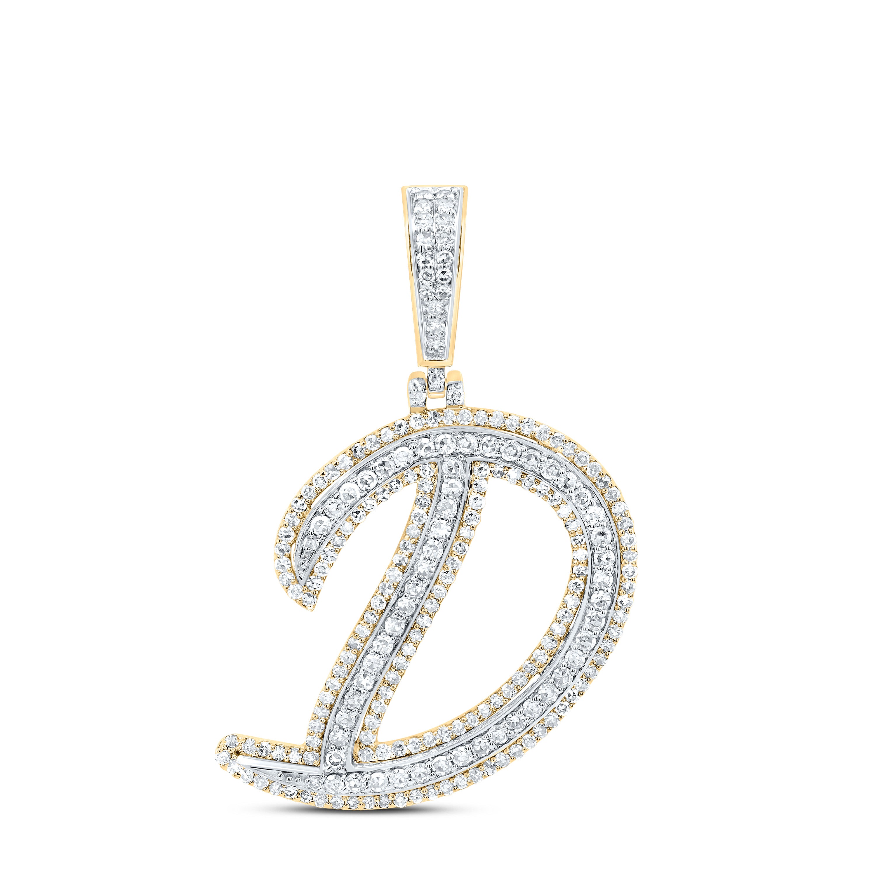 7/8Ctw-Dia Nk Fashion Initial "D" Pendant (3.168 grams)