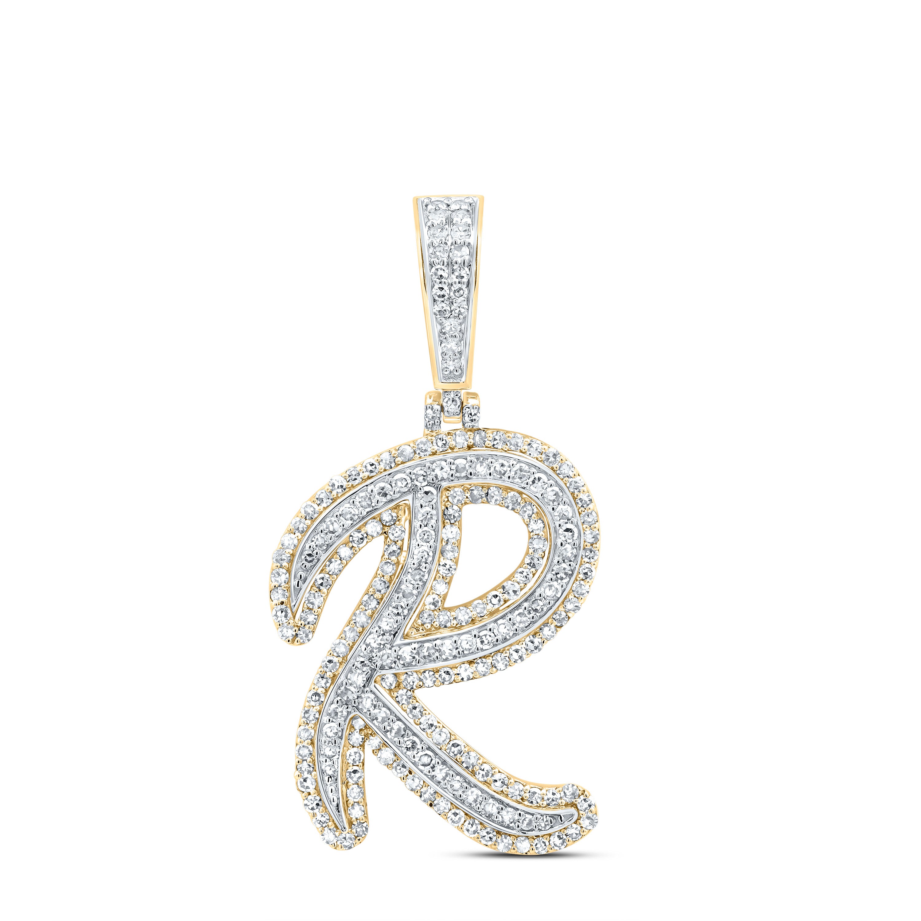 7/8Ctw-Dia Nk Fashion Initial "R" Pendant (3.125 grams)