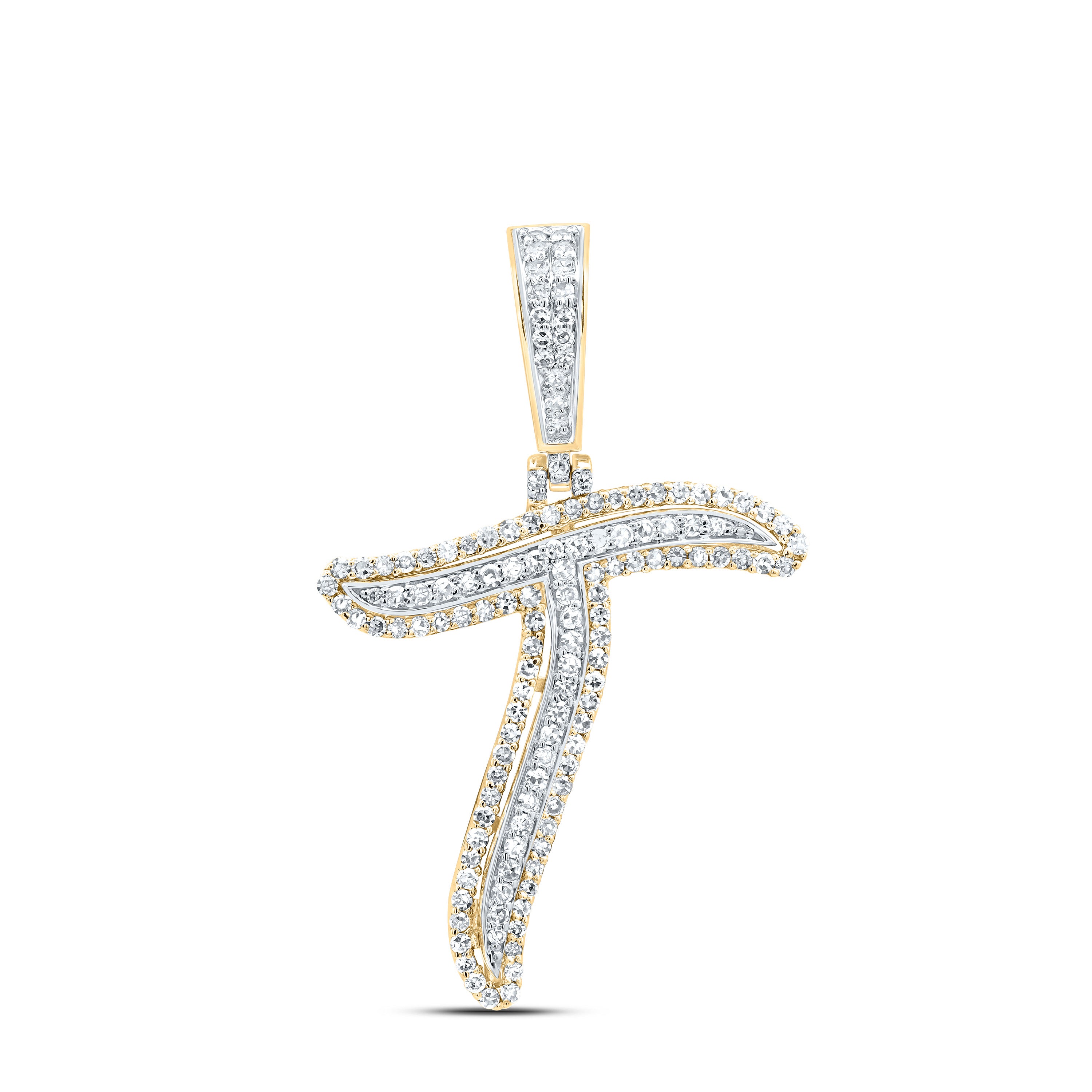 5/8Ctw-Dia Nk Fashion Initial "T" Pendant (2.157 grams)