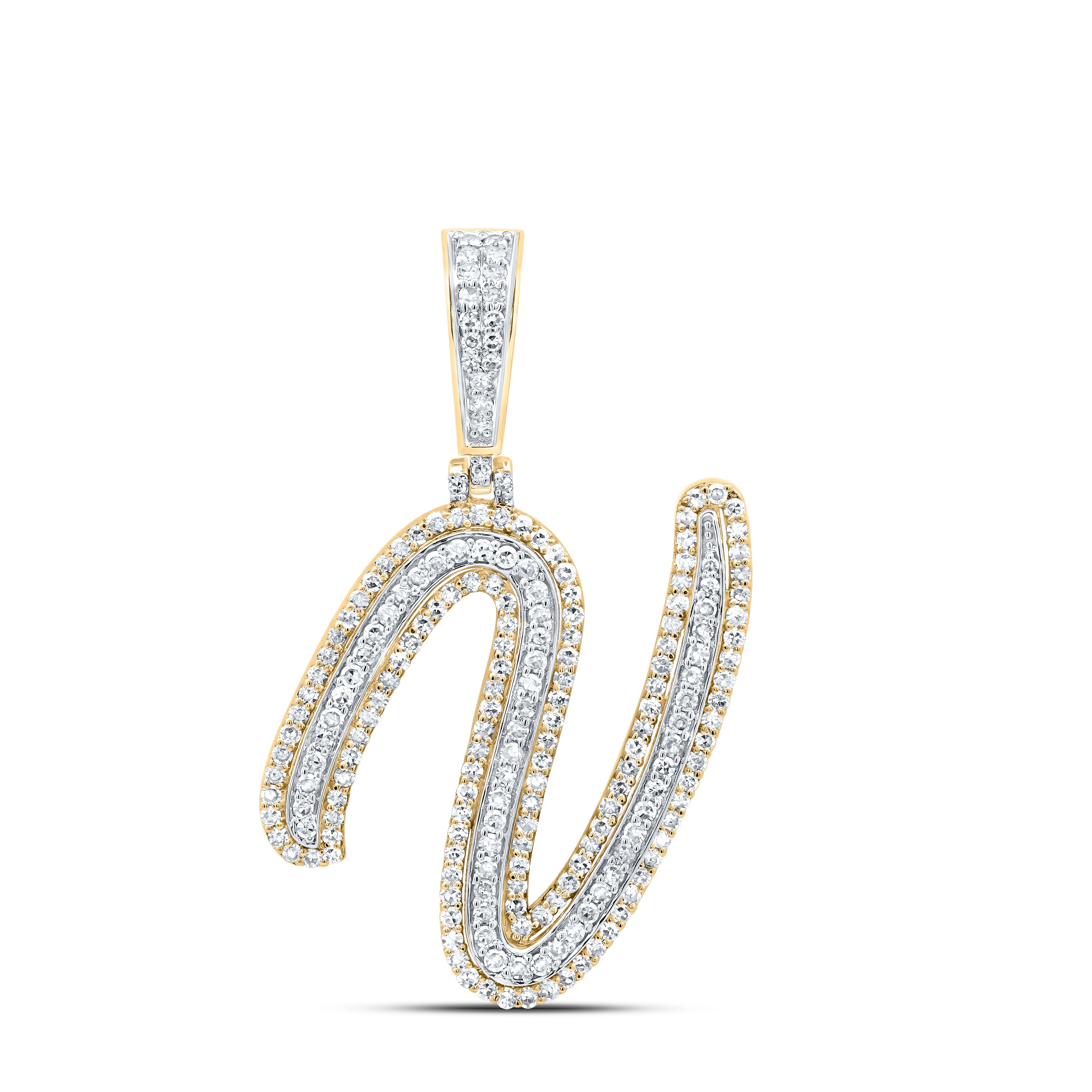 7/8Ctw-Dia Nk Fashion Initial "V" Pendant (3.339 grams)