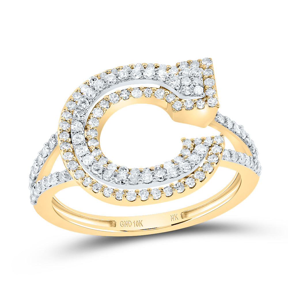 1/2Ctw-Dia Nk Fashion Initial "C" Ladies Ring (2.45 grams)