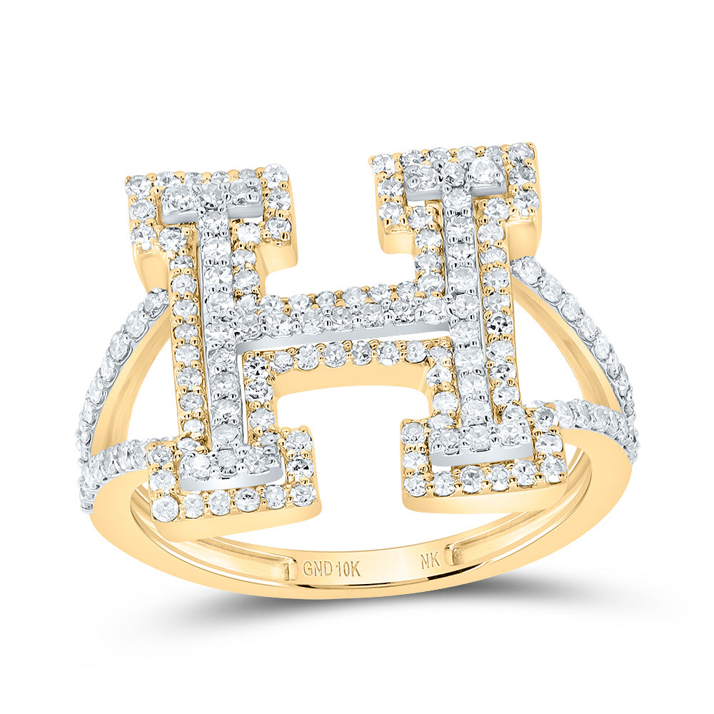 3/4Ctw-Dia Nk Fashion Initial "H" Ladies Ring (3.16 grams)