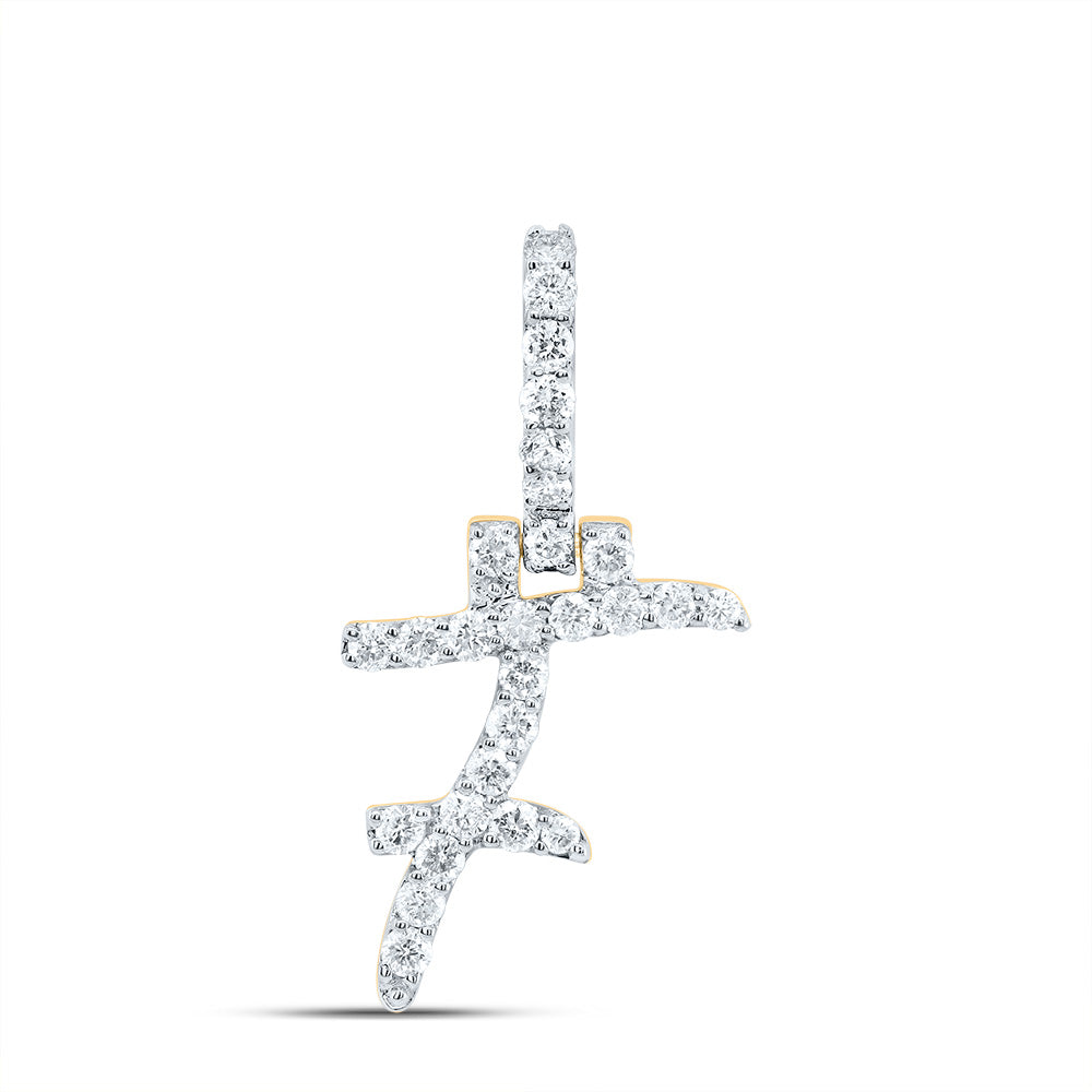 1/2Ctw-Dia Nk Fashion Initial "F" Pendant (1.149 grams)