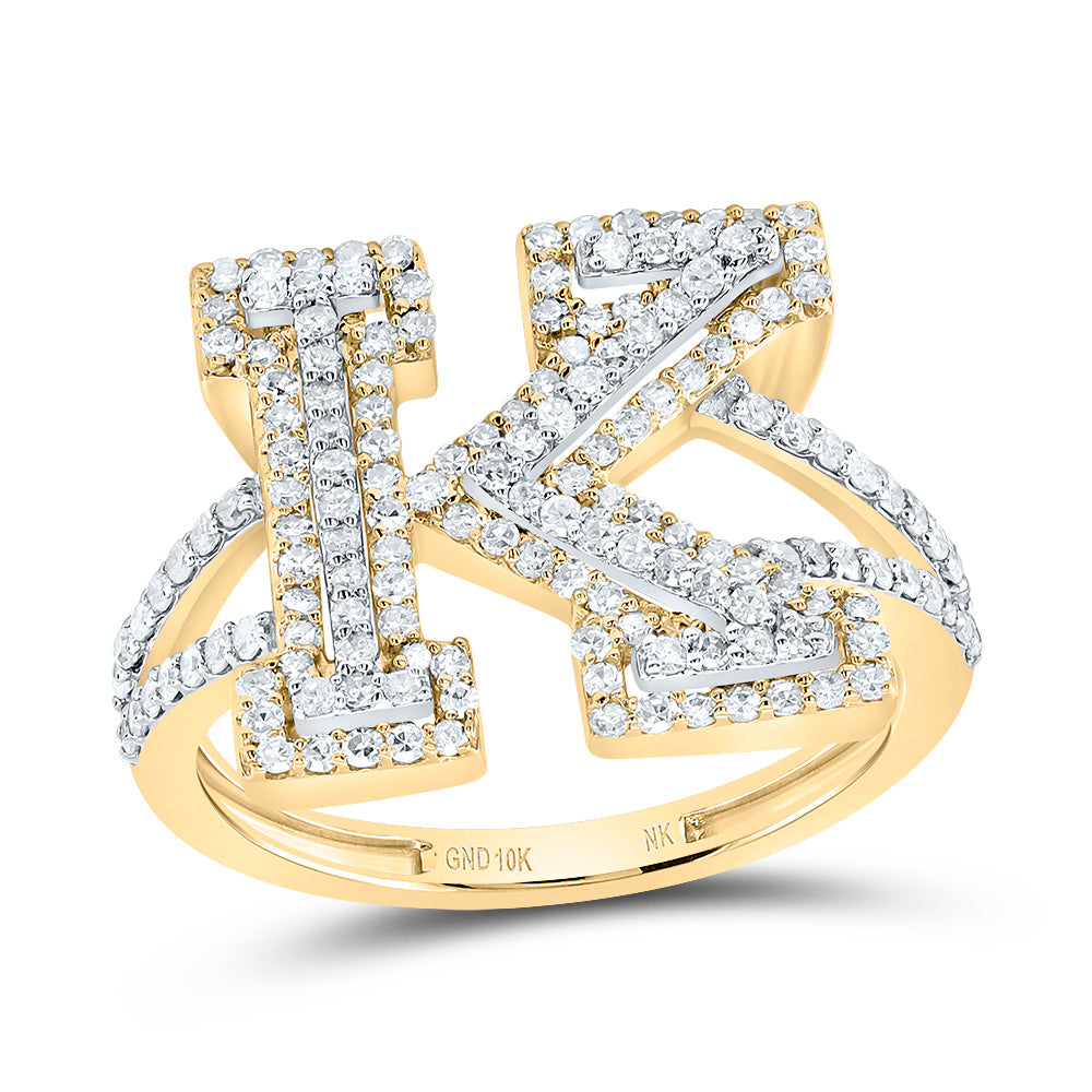 5/8Ctw-Dia Nk Fashion Initial "K" Ladies Ring (3.38 grams)