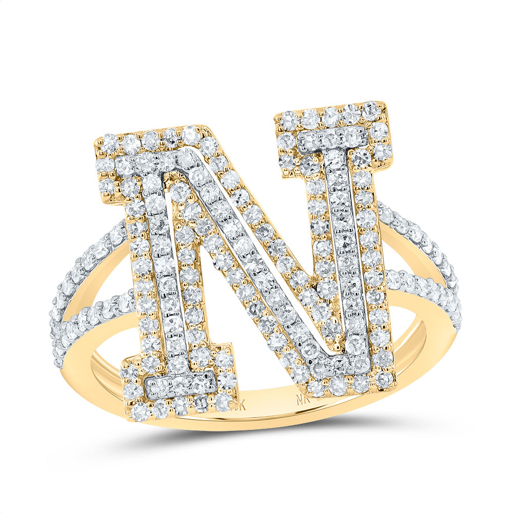 5/8Ctw-Dia Nk Fashion Initial "N" Ladies Ring (3.28 grams)