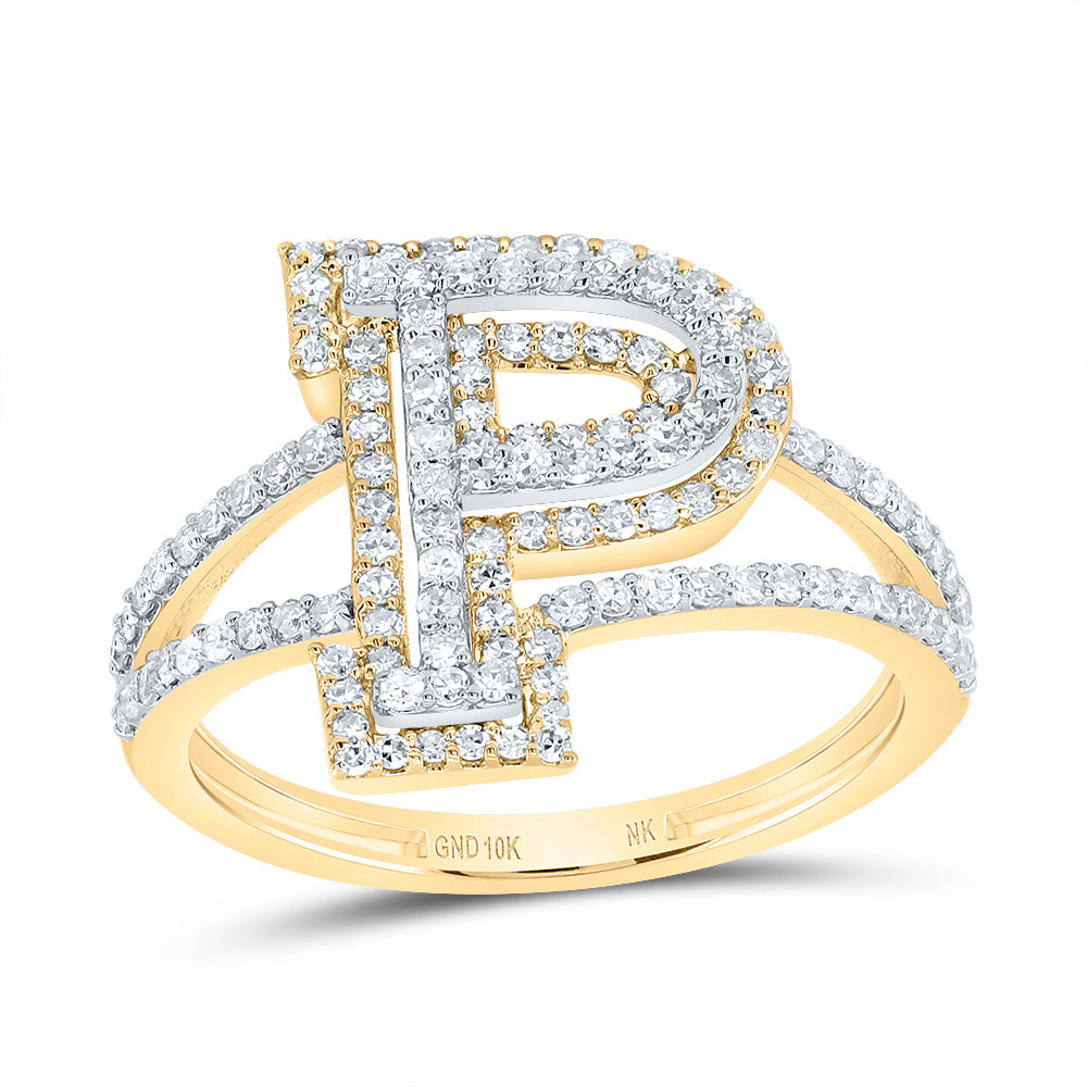 1/2Ctw-Dia Nk Fashion Initial "P" Ladies Ring (2.41 grams)