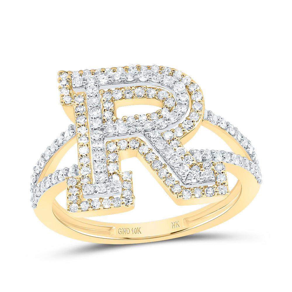 5/8Ctw-Dia Nk Fashion Initial "R" Ladies Ring (2.75 grams)