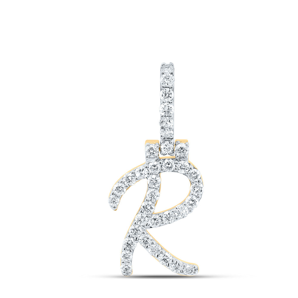 1/2Ctw-Dia Nk Fashion Initial "R" Pendant (1.366 grams)