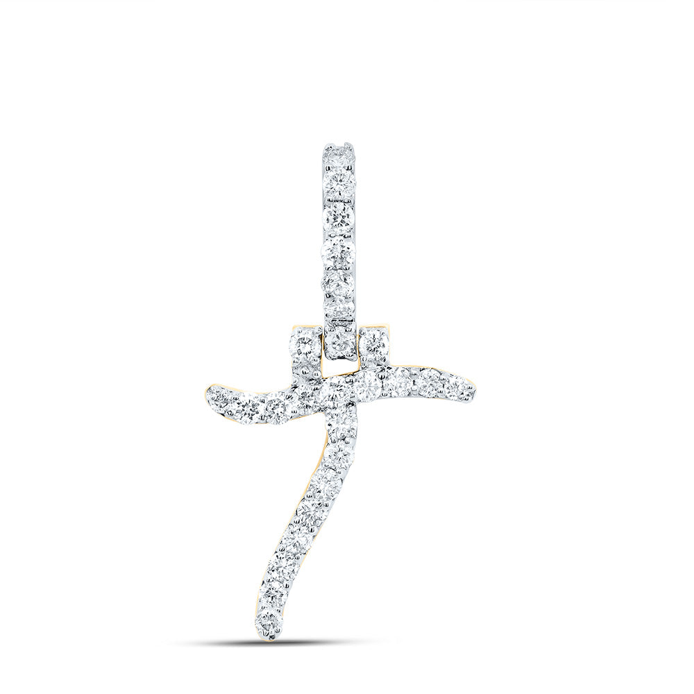 3/8Ctw-Dia Nk Fashion Initial "T" Pendant (1.001 grams)