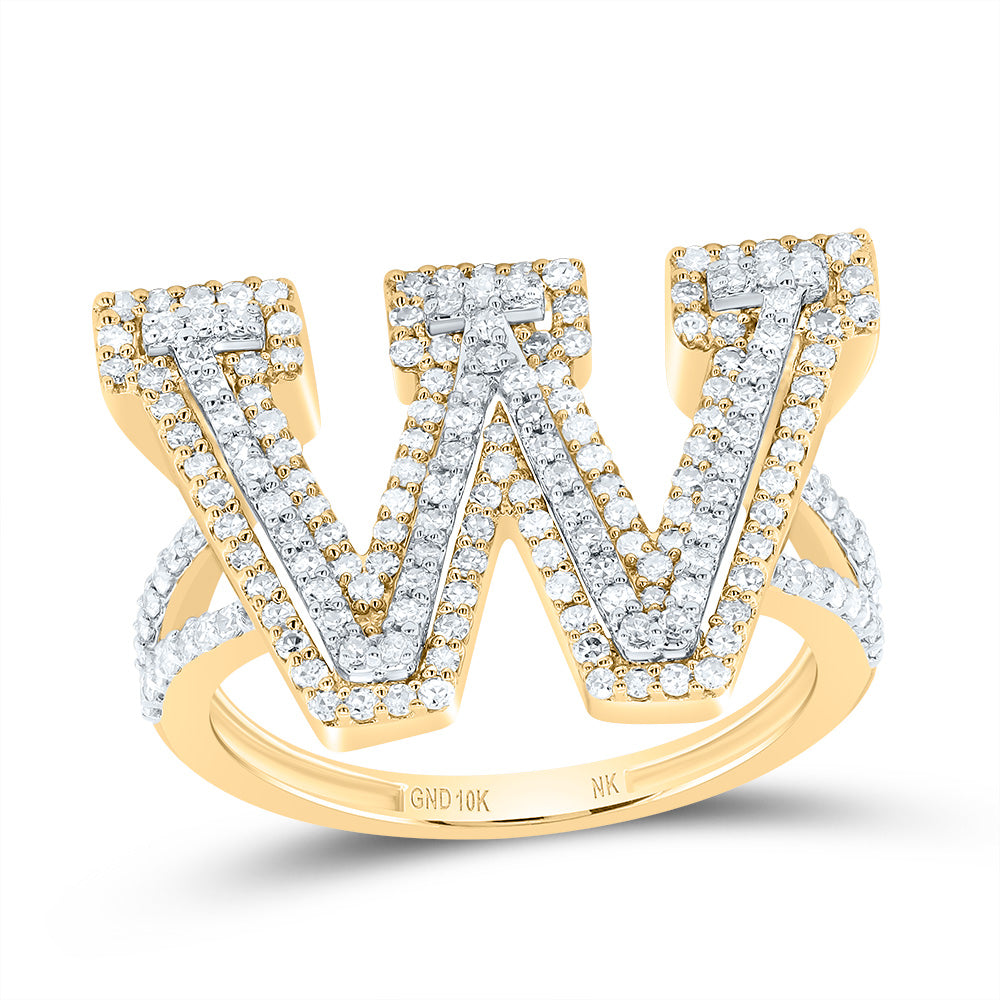 3/4Ctw-Dia Nk Fashion Initial "W" Ladies Ring (4.29 grams)