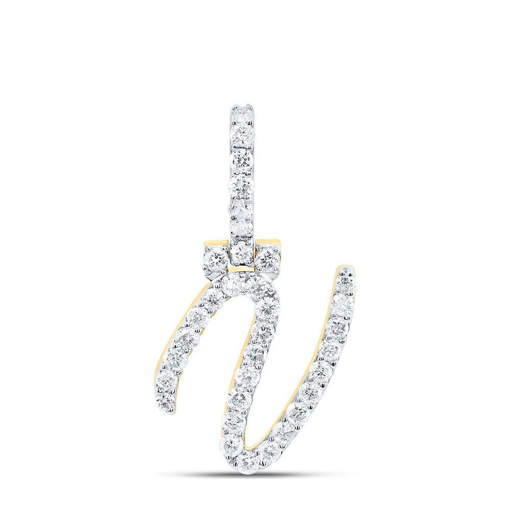 1/2Ctw-Dia Nk Fashion Initial "V" Pendant (1.392 grams)