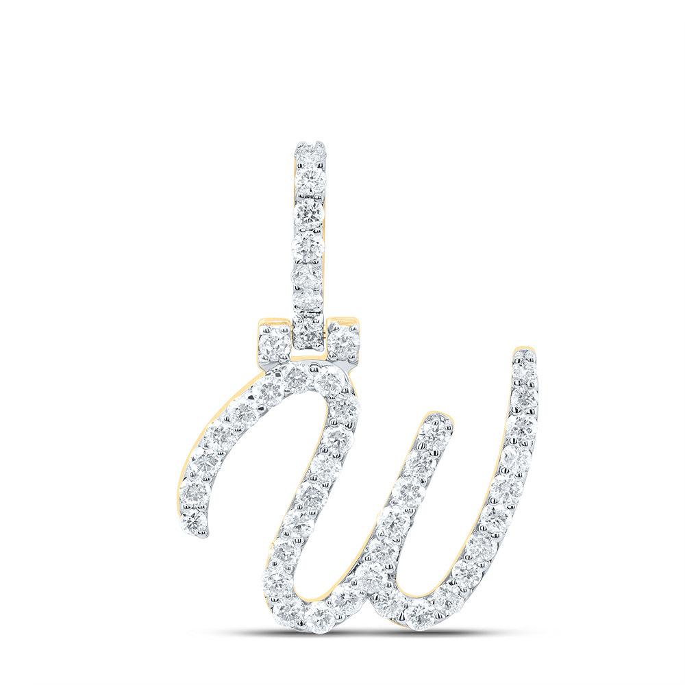 3/4Ctw-Dia Nk Fashion Initial "W" Pendant (1.688 grams)