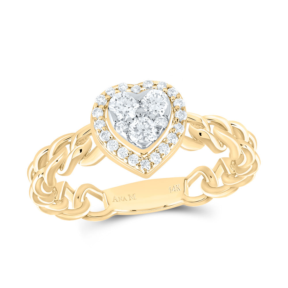3/8Ctw-Dia Ana M Heart Fashion Ring (3.33 grams)