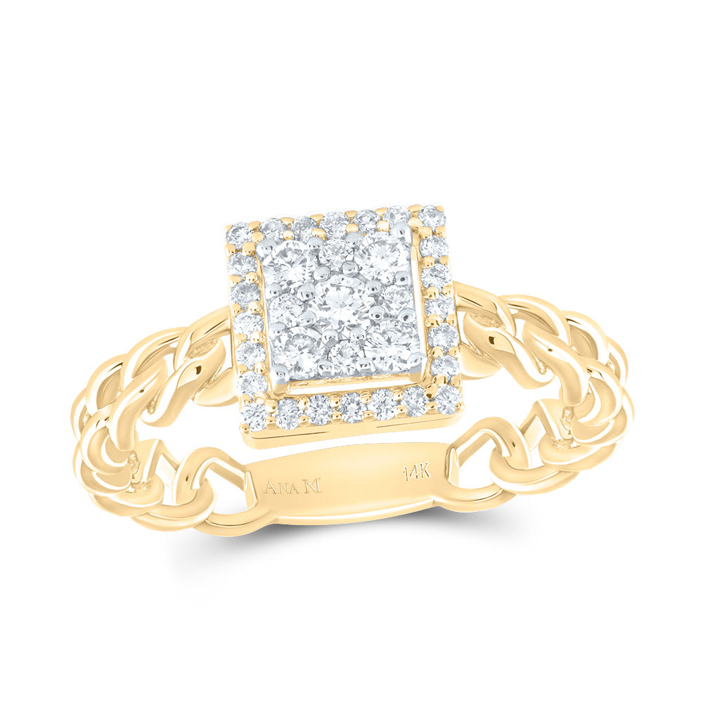 3/8Ctw-Dia Ana M Square Fashion Ring (3.07 grams)