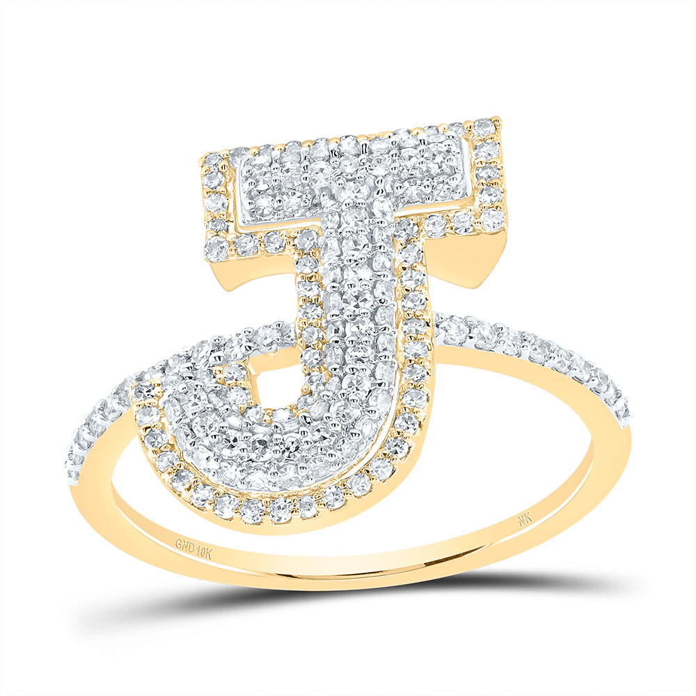 1/2Ctw-Dia Nk Fashion Initial "J" Ladies Ring (2.36 grams)