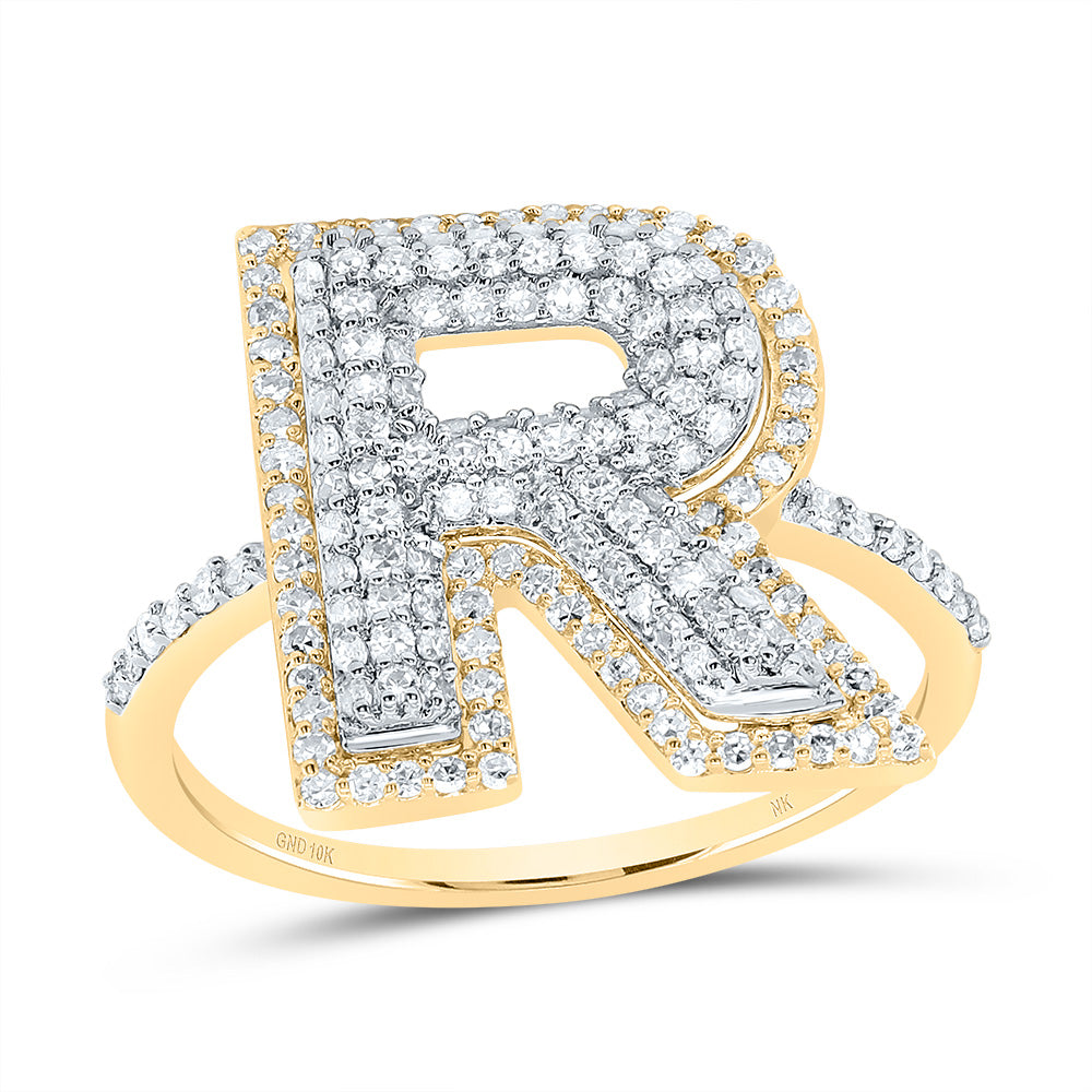 5/8Ctw-Dia Nk Fashion Initial "R" Ladies Ring (2.57 grams)