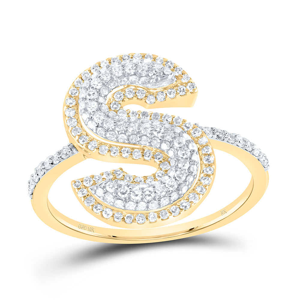 1/2Ctw-Dia Nk Fashion Initial "S" Ladies Ring (2.24 grams)