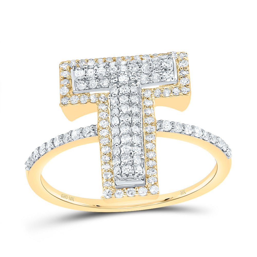 1/2Ctw-Dia Nk Fashion Initial "T" Ladies Ring (2.05 grams)