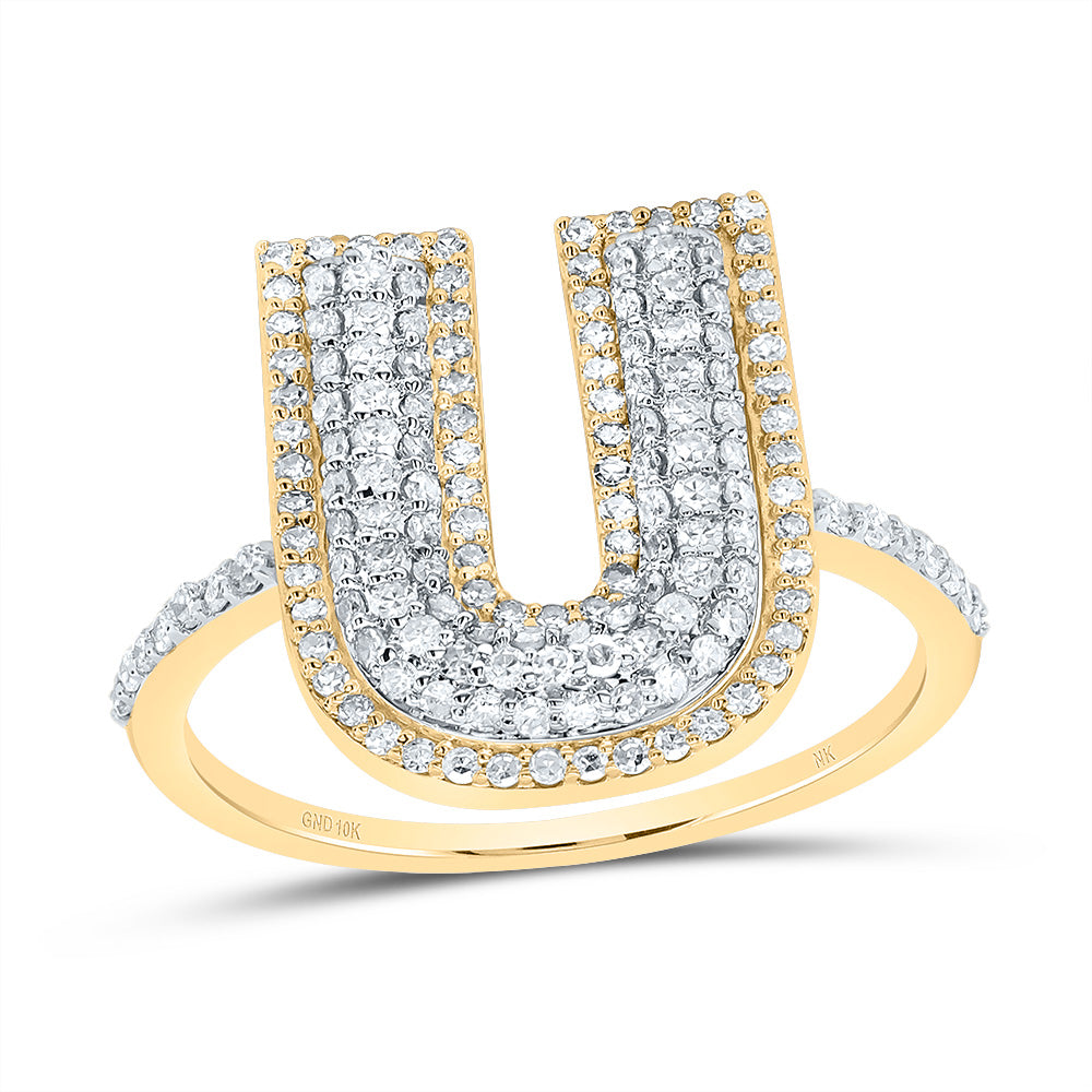 1/2Ctw-Dia Nk Fashion Initial "U" Ladies Ring (2.21 grams)
