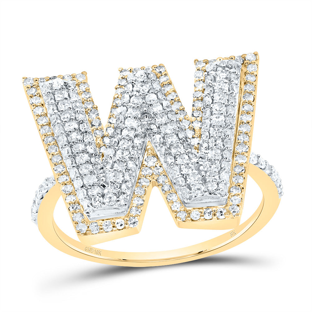 3/4Ctw-Dia Nk Fashion Initial "W" Ladies Ring (3.83 grams)