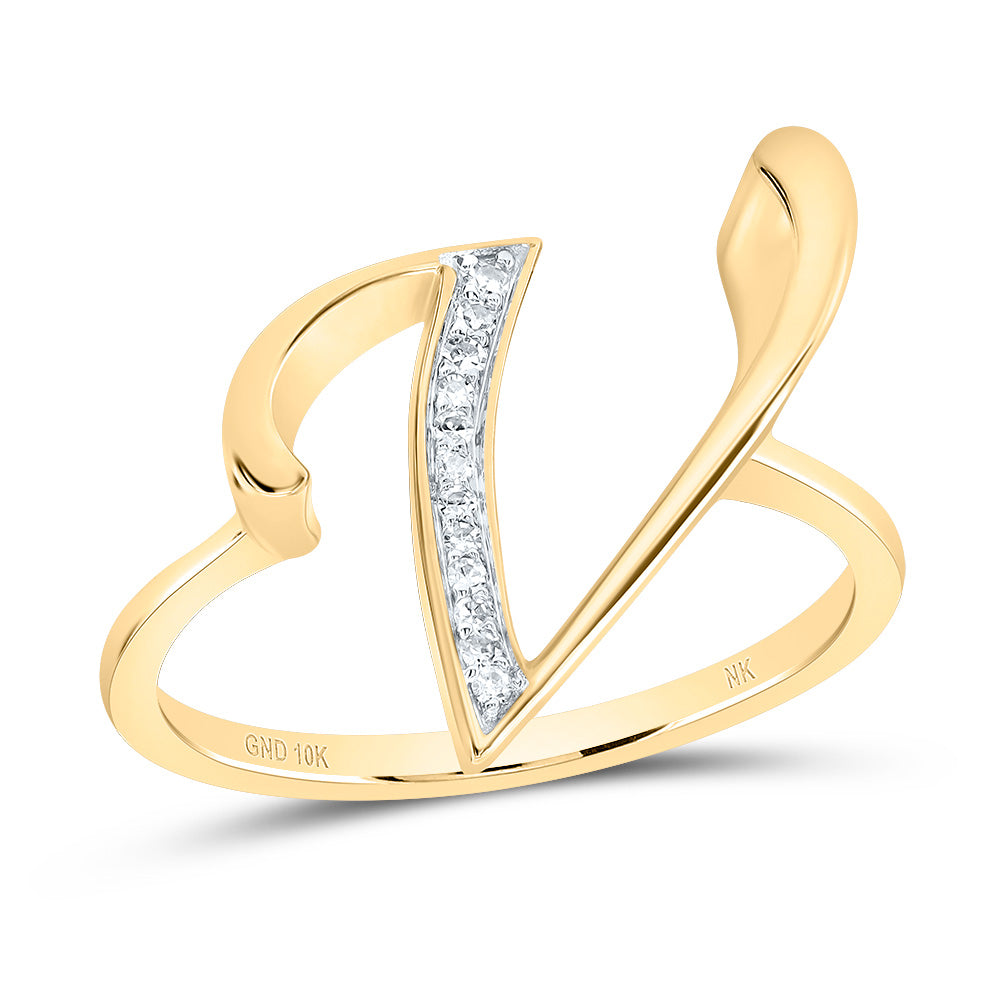 1/20Ctw-Dia Nk Gift Initial "V" Ladies Ring (2.35 grams)