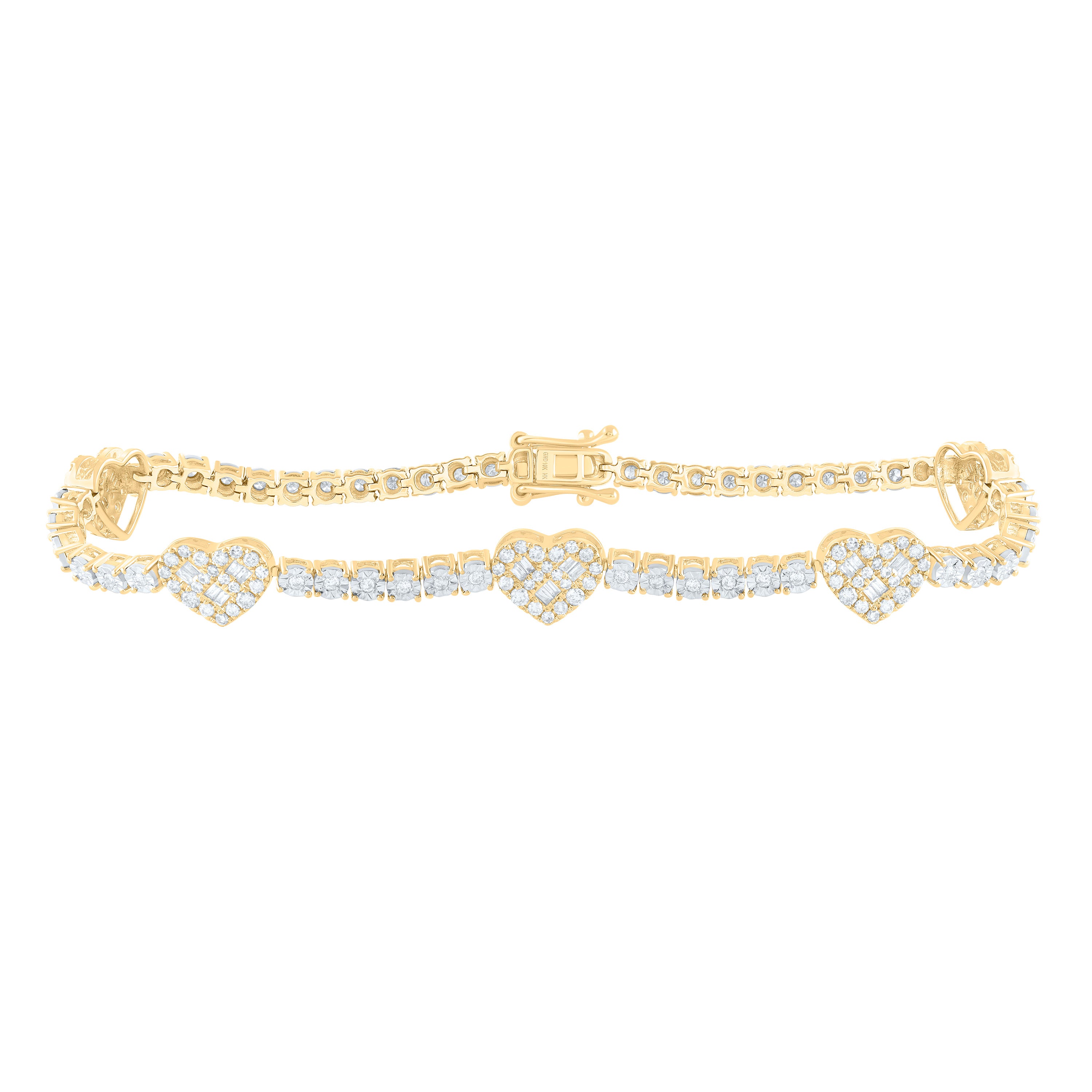 1Ctw-Nat Dia Nk Fashion Heart Tennis Bracelet (7 Inch)