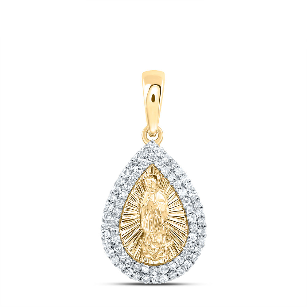 1/4Ctw-Diamond Fashion Virgin Mother Mary Pear Pendant (1.401 grams)
