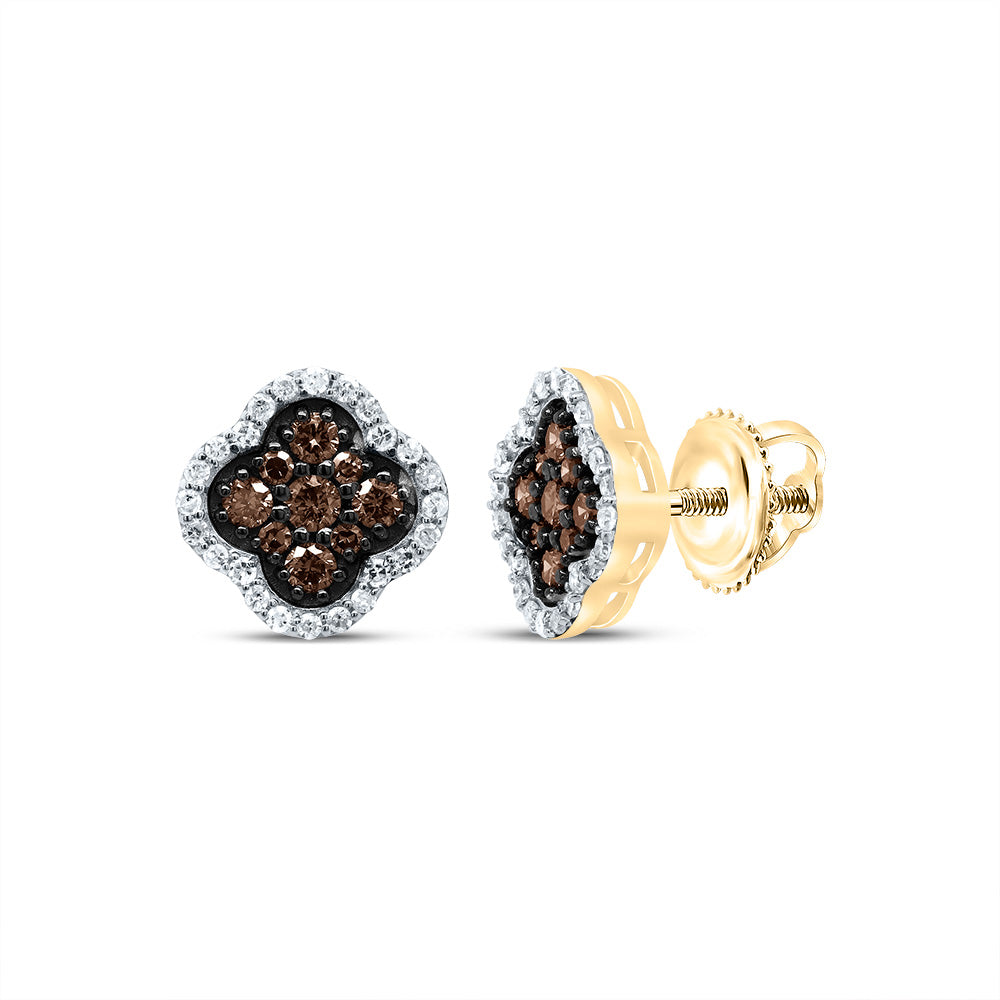 1/2Ctw-Dia P1 Gift Cognac Natural Clover Stud Earring