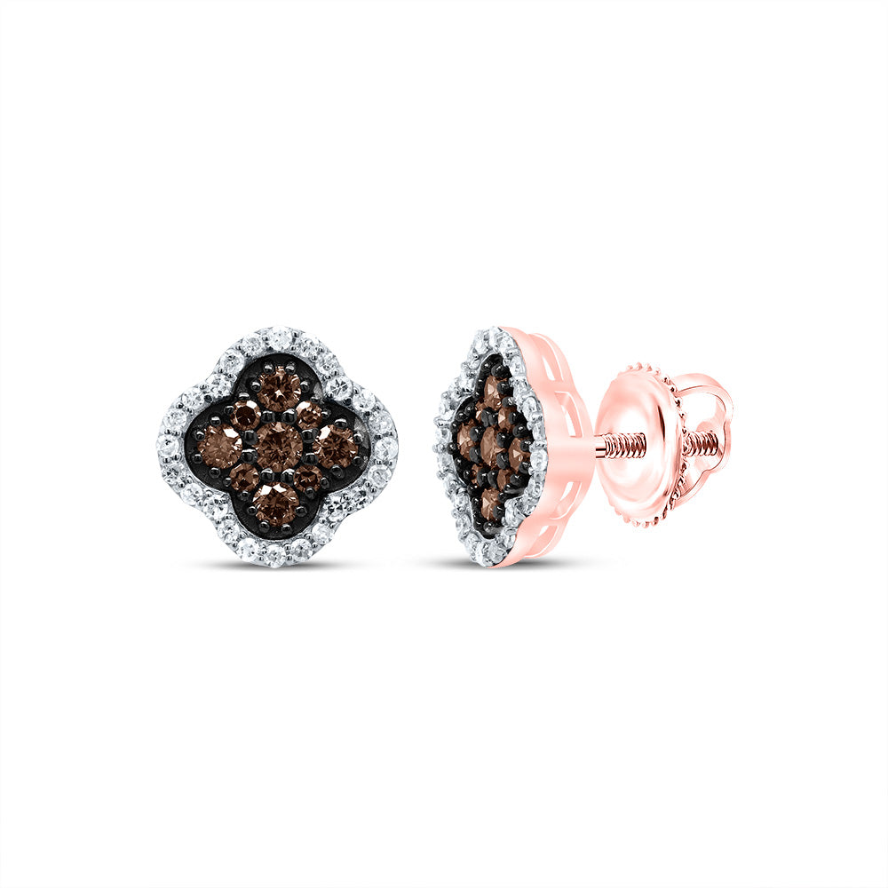 1/2Ctw-Dia P1 Gift Cognac Natural Clover Stud Earring