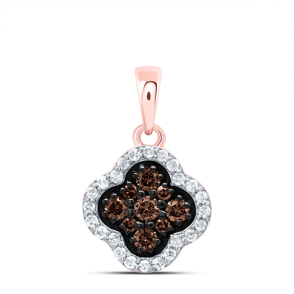 1/4Ctw-Dia P1 Gift Cognac Natural Clover Pendant (0.7688 grams)
