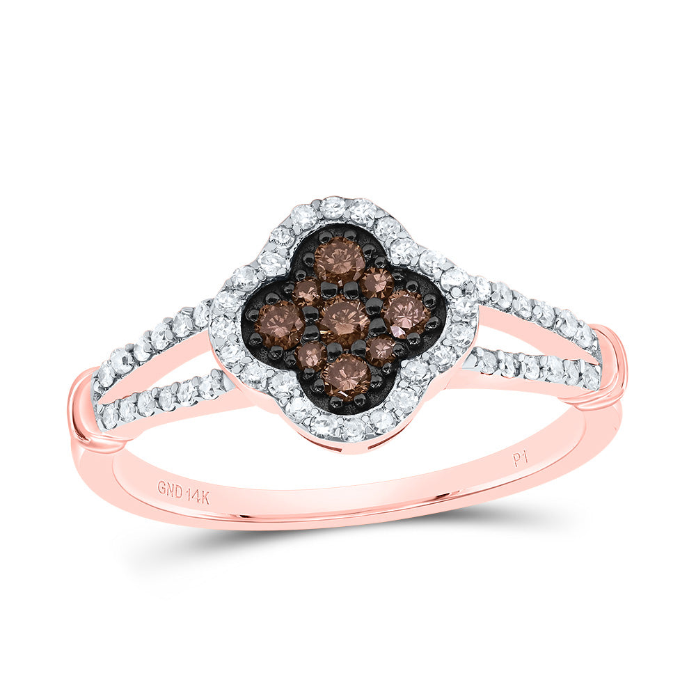 1/3Ctw-Nat Dia P1 Gift Cognac Natural Clover Ring (2.54 grams)