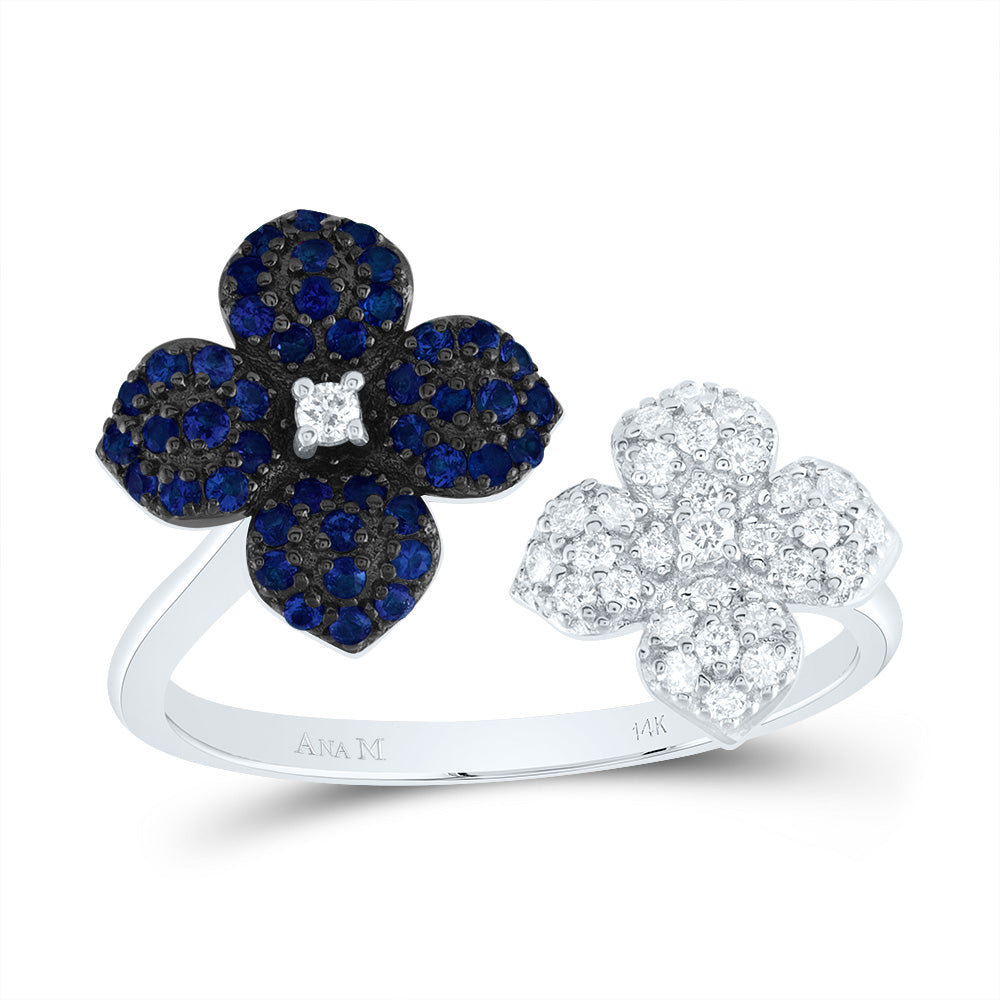 1/6Ctw-Dia Ana M 1/4Ctw-Rd-Bs Nat-Gem Flower Ring (2.8 grams)