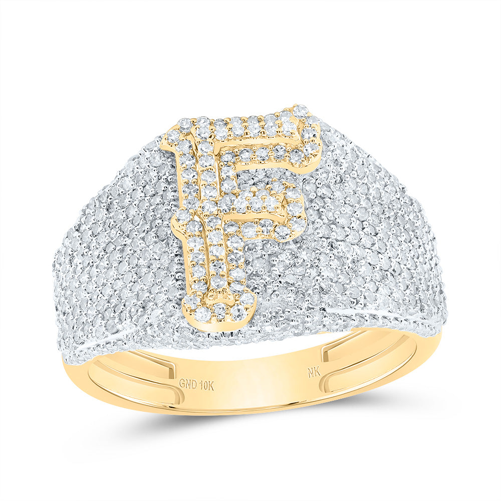 1 5/8Ctw-Dia Nk Initial "F" Men's Ring (5.13 grams)
