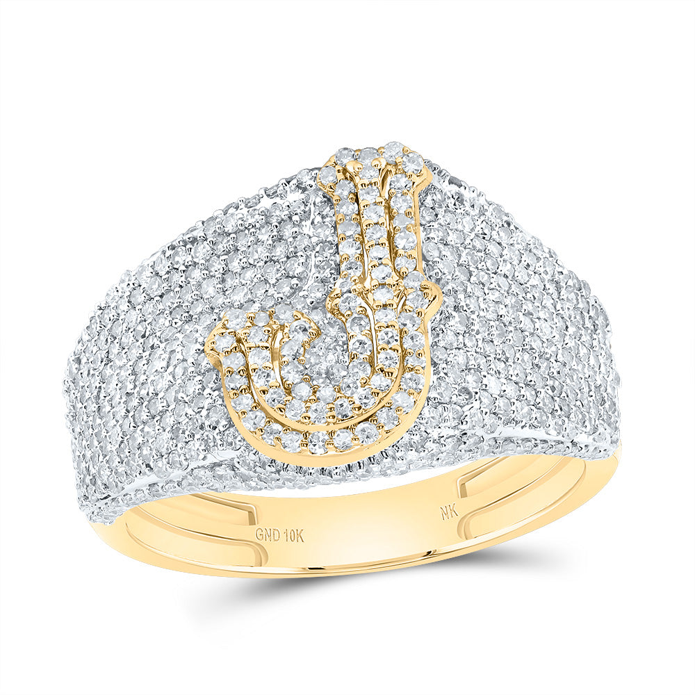 1 3/4Ctw-Dia Nk Initial "J" Men's Ring (4.55 grams)
