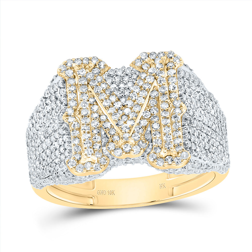 1 3/4Ctw-Dia Nk Initial "M" Men's Ring (6.12 grams)