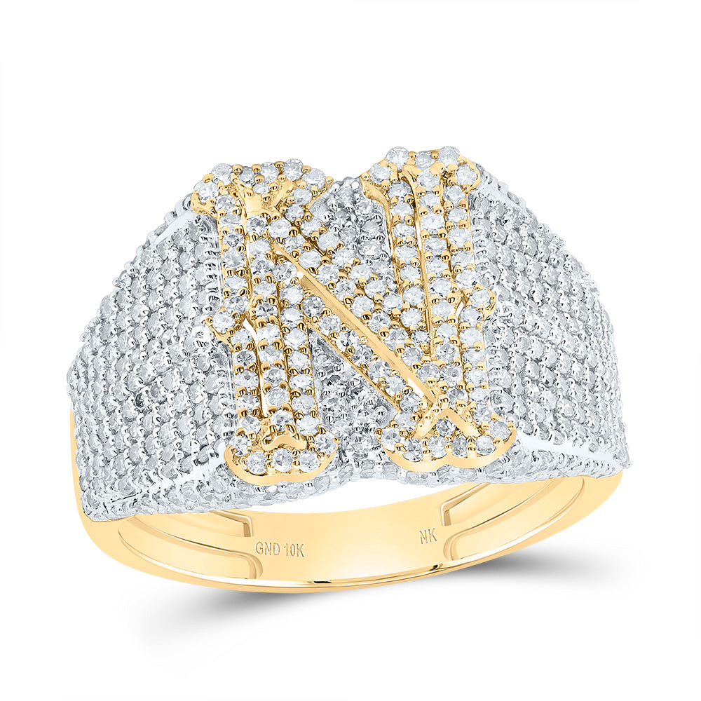1 3/4Ctw-Dia Nk Initial "N" Men's Ring (5.51 grams)