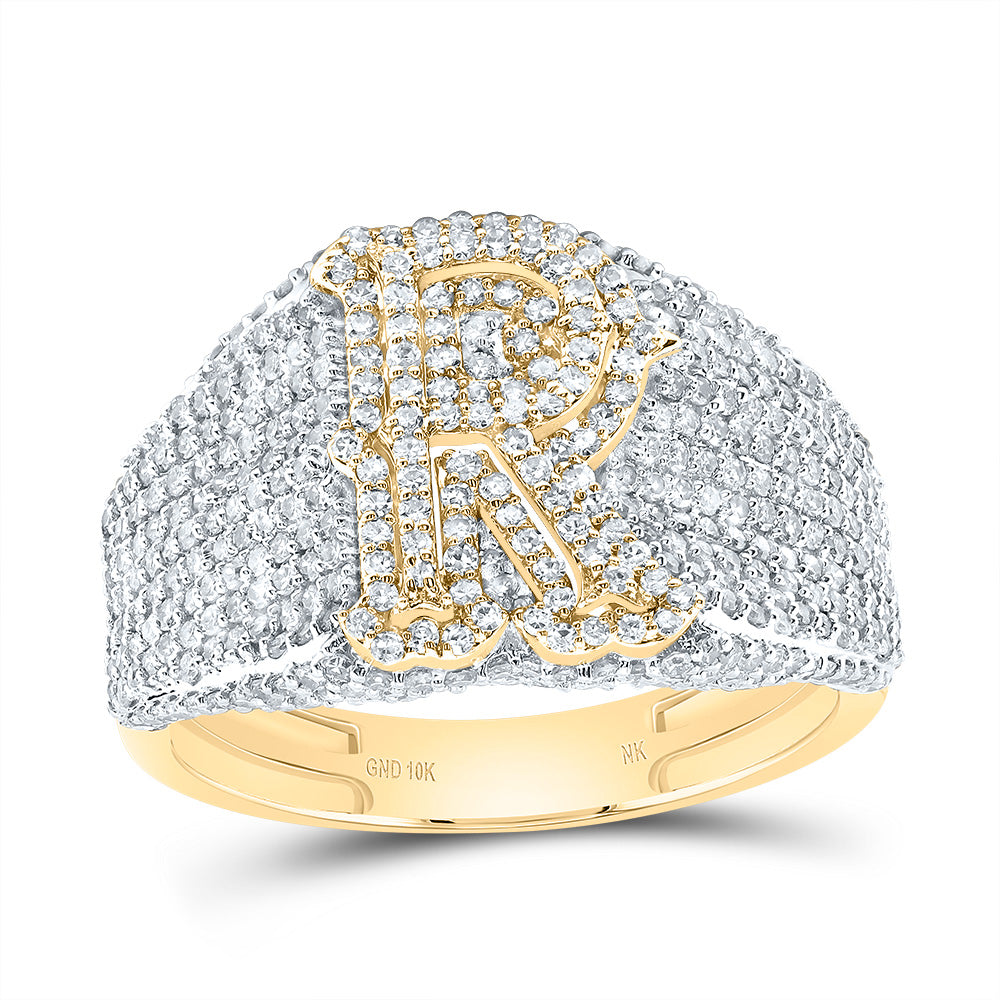 1 5/8Ctw-Dia Nk Initial "R" Men's Ring (4.86 grams)