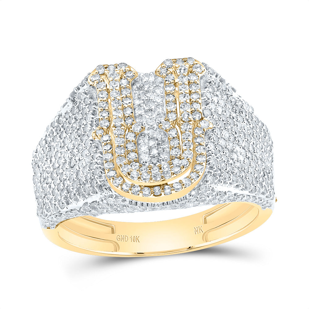 1 3/4Ctw-Dia Nk Initial "U" Men's Ring (5.1 grams)