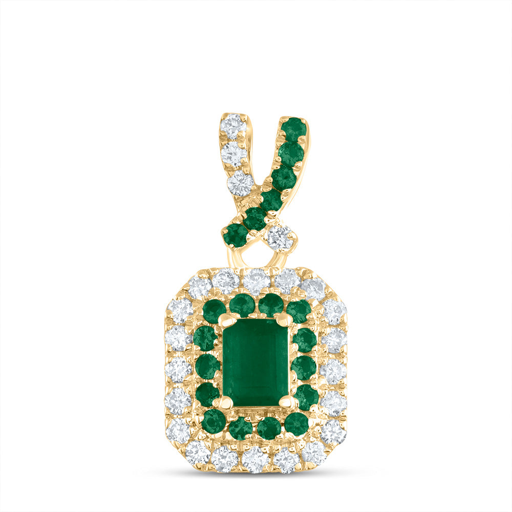 1/6Ctw-Dia Ana M 1/10Ctw-Rd-Em, 4X3Mm-Em-Em, Nat Gem Emerald Pendant (0.71 grams)