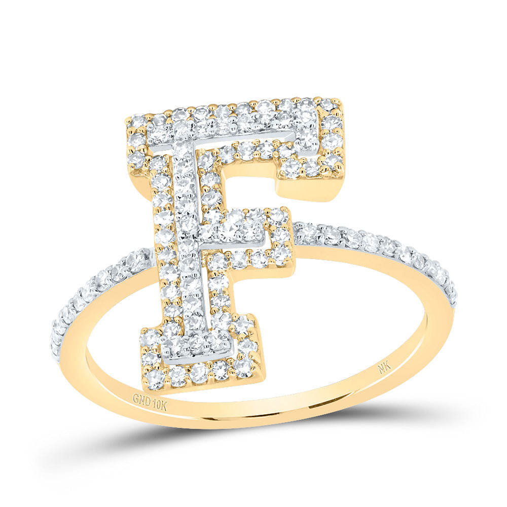 3/8Ctw-Dia Nk Fashion Initial "F" Ladies Ring (2 grams)