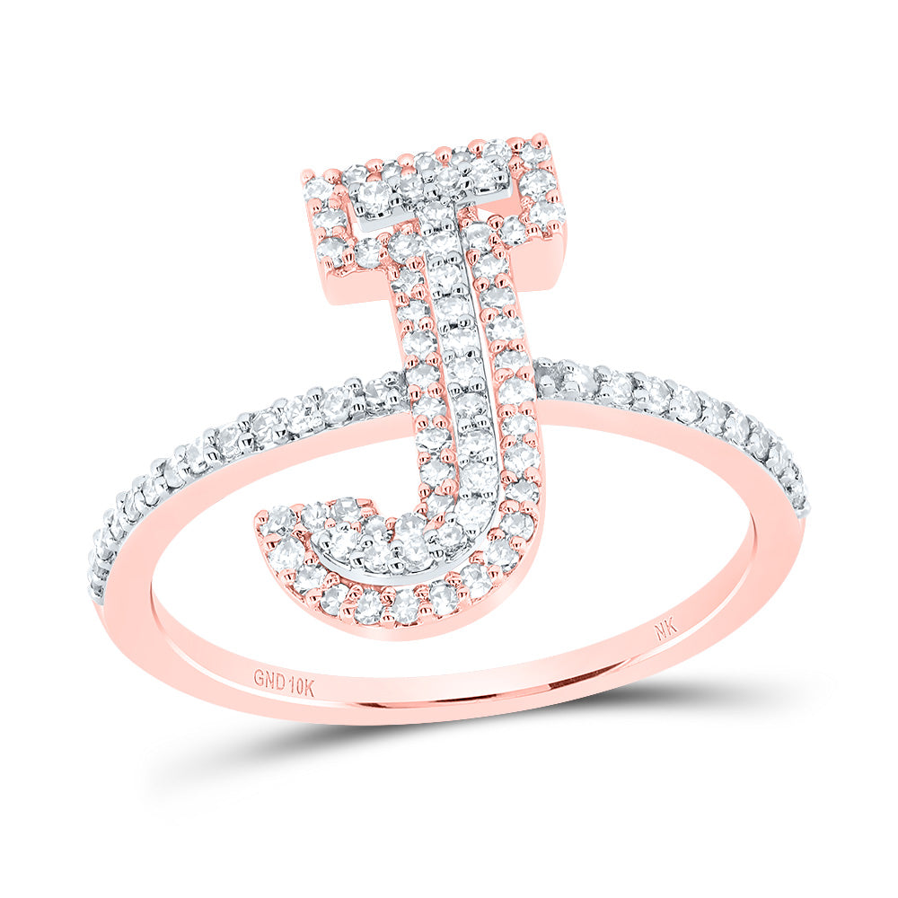 3/8Ctw-Dia Nk Fashion Initial "J" Ladies Ring (1.76 grams)