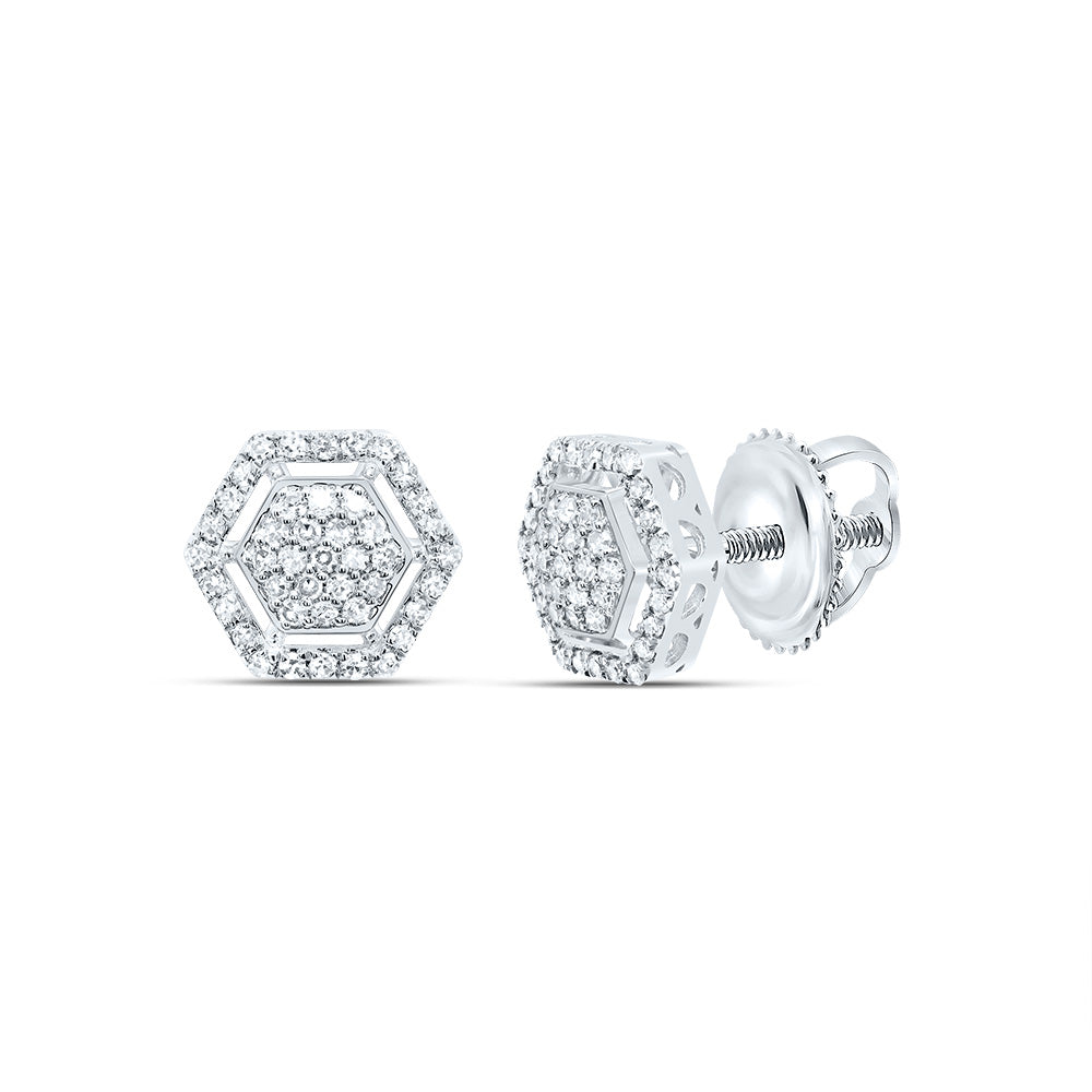 1/3Ctw-Diamond Fashion Hexagon Stud Earring