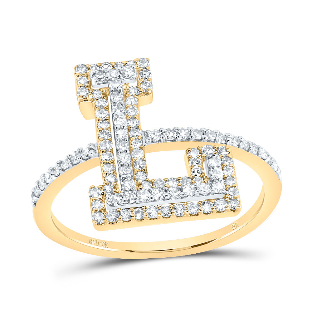 3/8Ctw-Dia Nk Fashion Initial "L" Ladies Ring (2.07 grams)