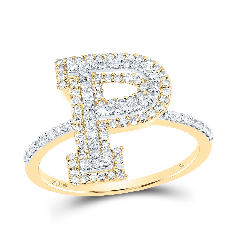 1/2Ctw-Dia Nk Fashion Initial "P" Ladies Ring (2.12 grams)